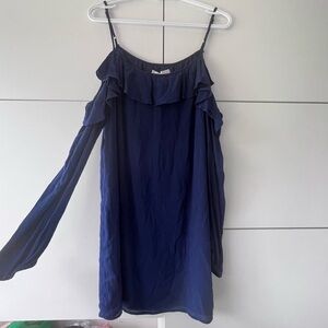 Wayf Blue Rayon Blue Cold Shoulder dress